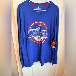 NWT Colosseum Men’s Kansas Jayhawks Royal Blue Long Sleeve Tee Size large